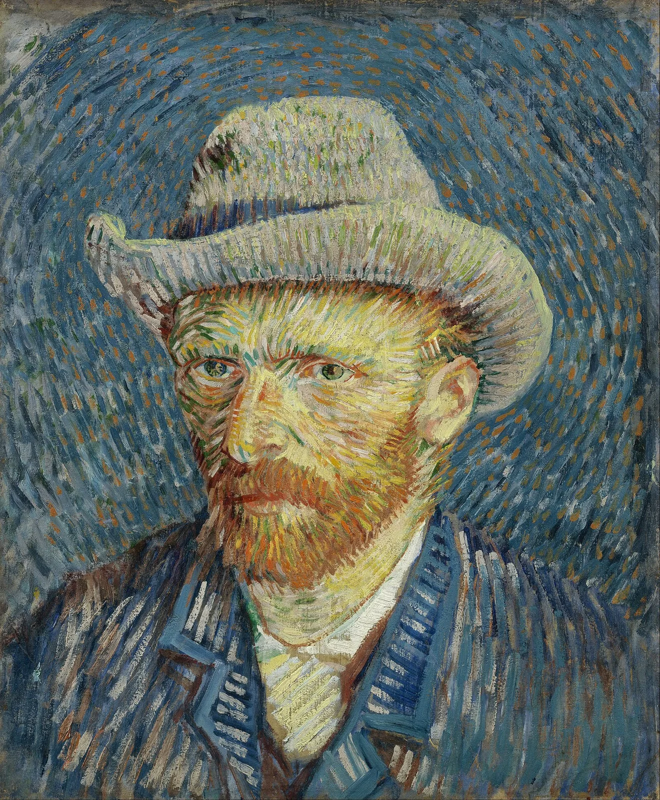 Vincent van Gogh, self-portrait with a grey felt hat